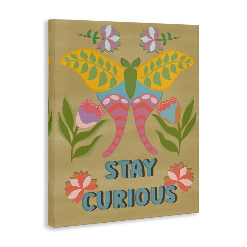 Stupell Stay Curious Butterfly Canvas Wall Art Design By Julia Fox