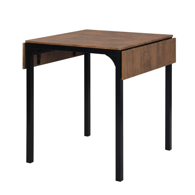 Metal Frame Kitchen Set Drop Leaf Dining Table Set with 4 Chairs