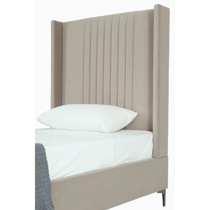 Manhattan Comfort Promenade Mid-Century Modern Velvet Upholstered Bed