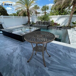 Clihome Round Patio Dining Table with Umbrella Hole
