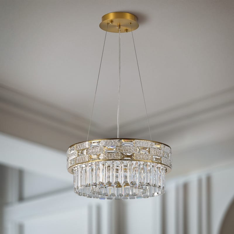 KAYLA Crystal Chandelier - Large K9 Crystal Pendant Light for High Ceilings, Entryway, Foyer, Dining Room & Living Room
