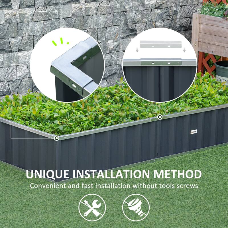 Outsunny 69'' x 36'' Metal Raised Garden Bed, DIY Large Steel Planter Box, No Bottom w/ A Pairs of Glove for Backyard