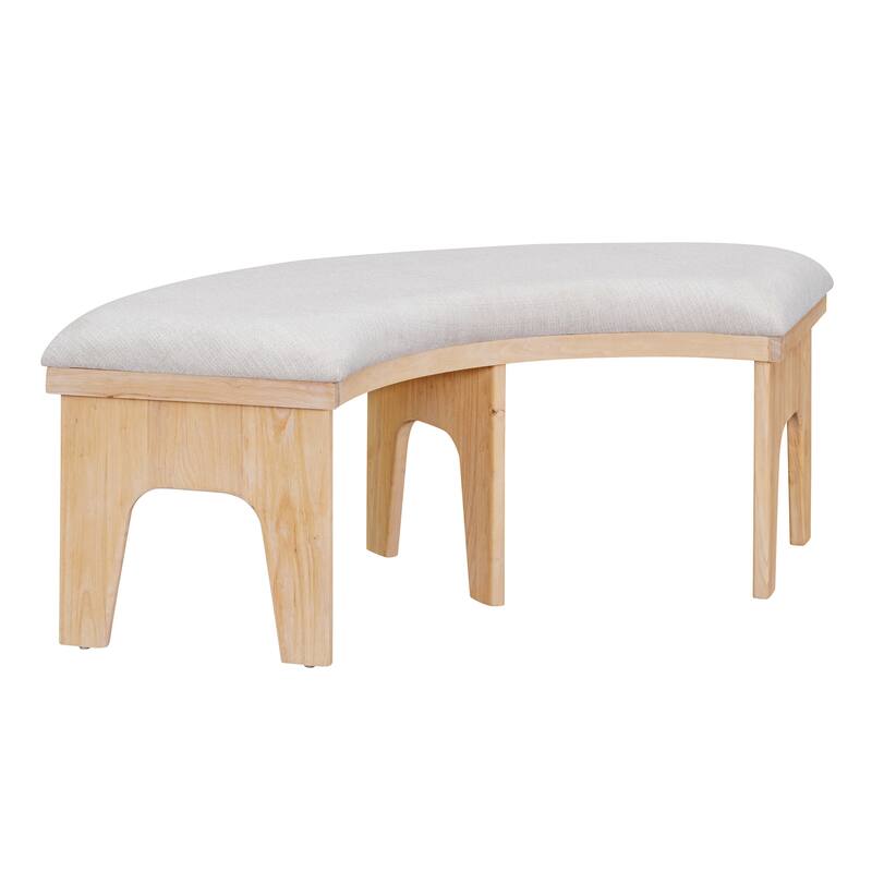 5-piece Round Dining Table Set with 3 Upholstered Chairs, Kitchen Table Set with Curved Bench for Dining Room