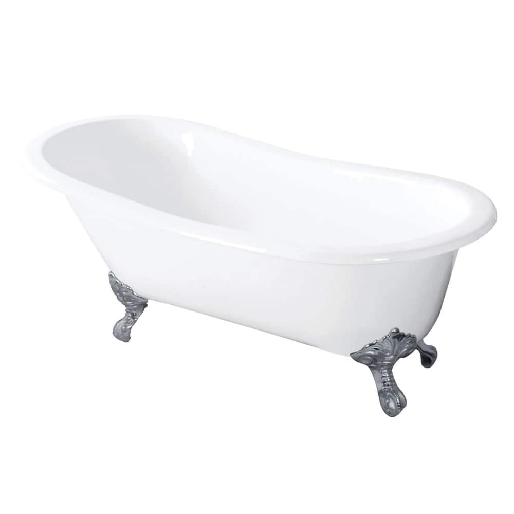 Kingston Brass Tazatina 54" Clawfoot Cast Iron Soaking Tub with