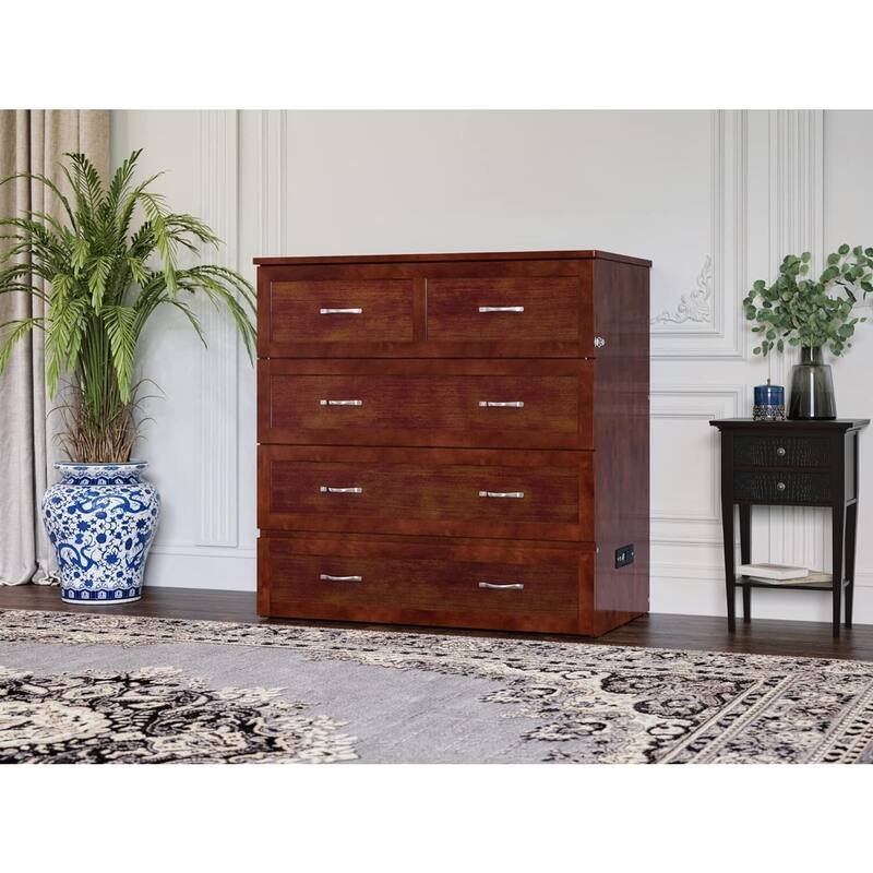 Twin XL Murphy Bed Chest - Solid Wood Storage Bed - Space Saving Design - Furniture