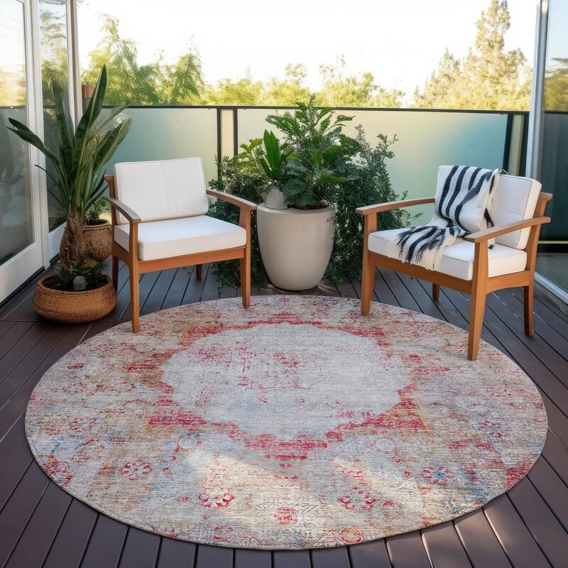 Machine Washable Indoor/ Outdoor Chantille Vintage Traditional Rug