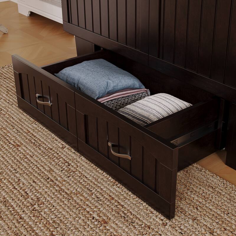 Nantucket Murphy Bed Chest with Mattress and Built-in Charging Station