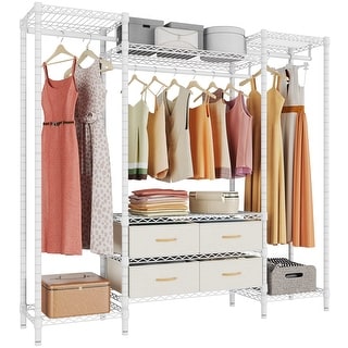 Wire Garment Rack Clothes Rack, Metal Clothing Rack with Shelves, Hang ...