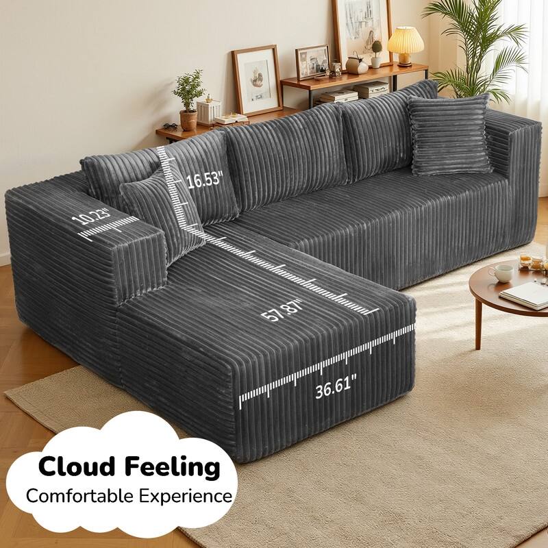 105-in L Casual Gray( Corduroy)-Right Chaise Sectional
