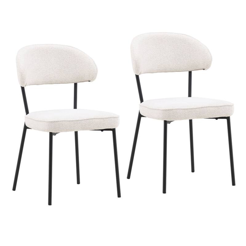Mackinsey Iron Upholstered Dining Chair, Cream (Set of 2)