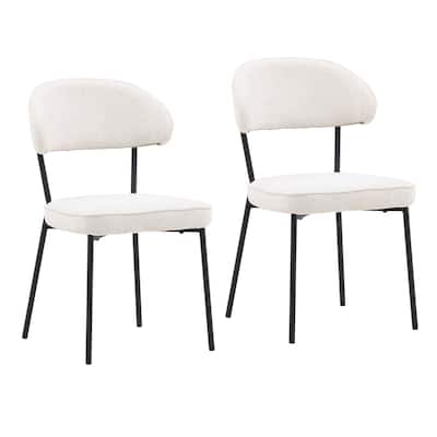 Mackinsey Iron Upholstered Dining Chair, Cream (Set of 2)