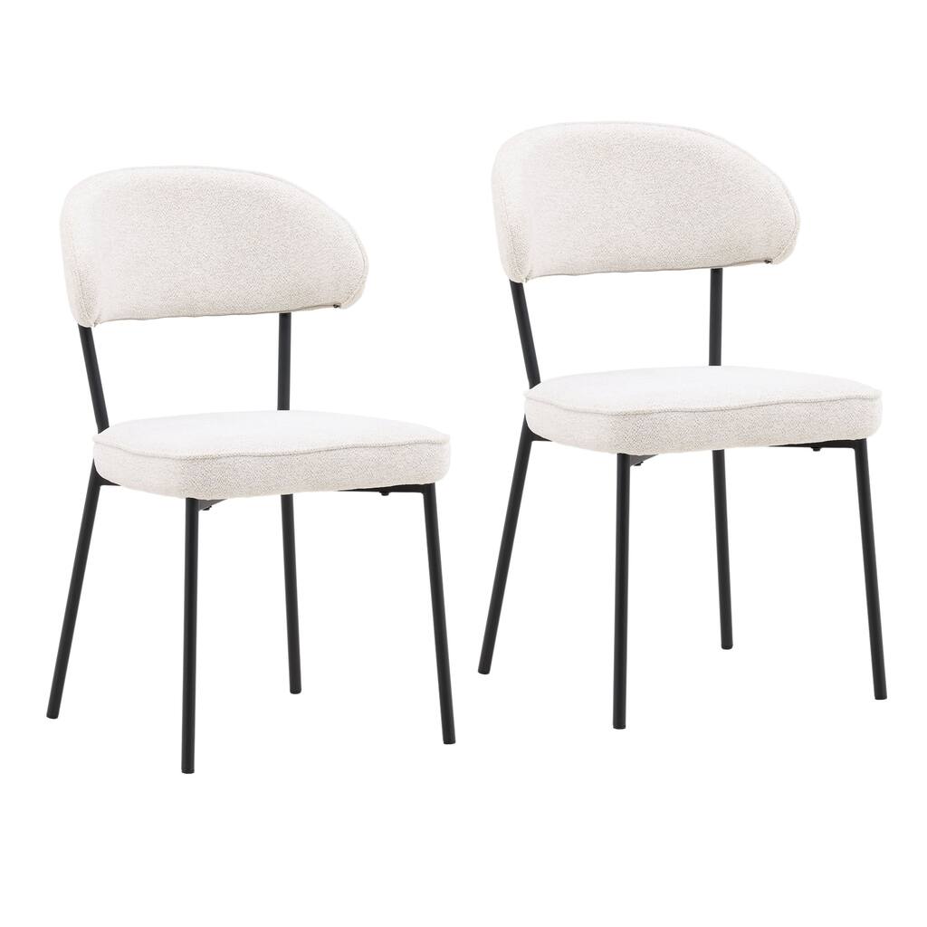 Mackinsey Iron Upholstered Dining Chair, Cream (Set of 2)