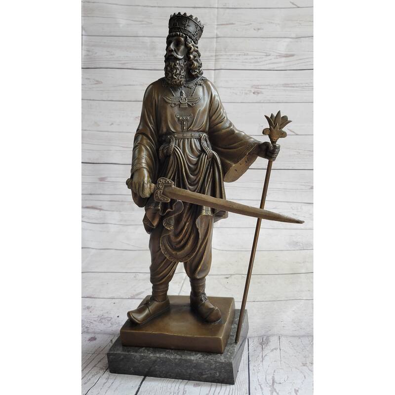 King Cyrus The Great Of Persia Achaemenid Ruler Bronze Statue Sculpture Figurine 17 Inches X 8 Inches
