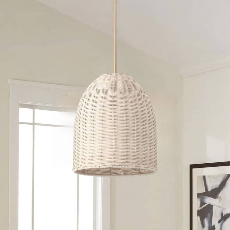 Acroma 1-light Farmhouse Rattan Kitchen Island Pendant - Brass/Natural