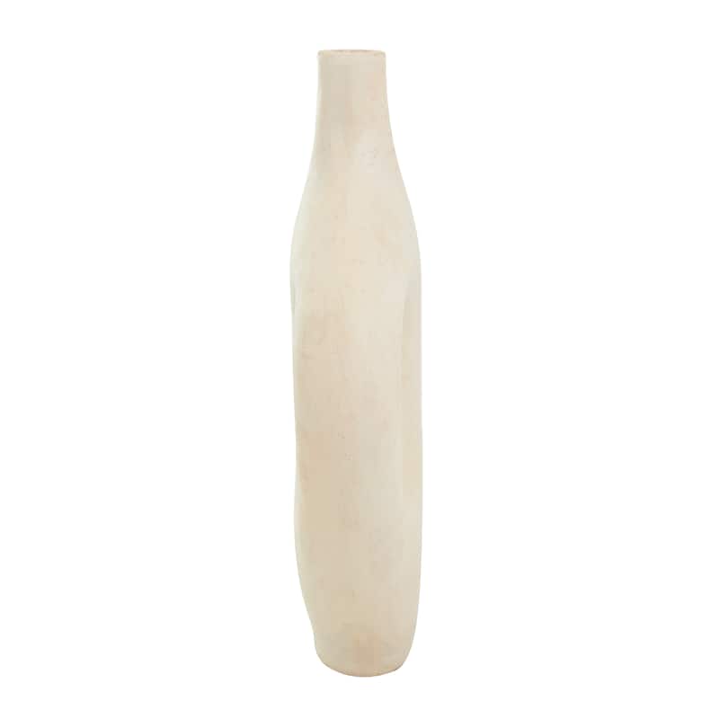 Beige Paper Mache Abstract Double Handle Decorative Vase
