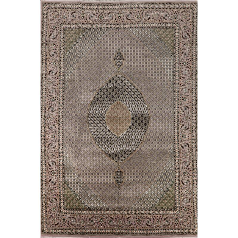 Traditional Gray Kashan Turkish Area Rug Machine Made Floral Carpet - 9'9" x 13'1"