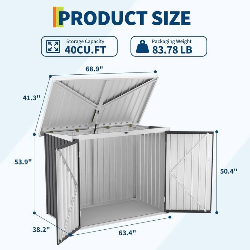 Outdoor Trash Can Storage Box with Lock Latch for Backyard, Patio & Garden Tool Organization