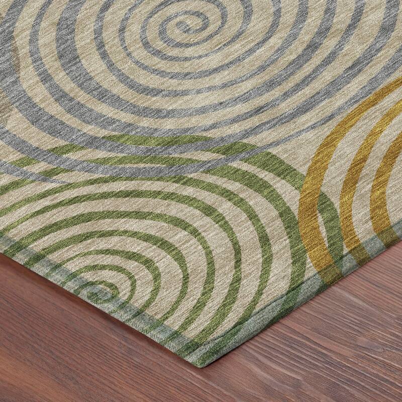 Machine Washable Indoor/ Outdoor Contemporary Swirls Chantille Rug