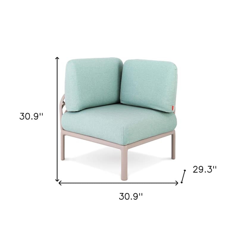 31" Sea Green Heavy Duty Plastic Outdoor Modular with Sea Green Cushion