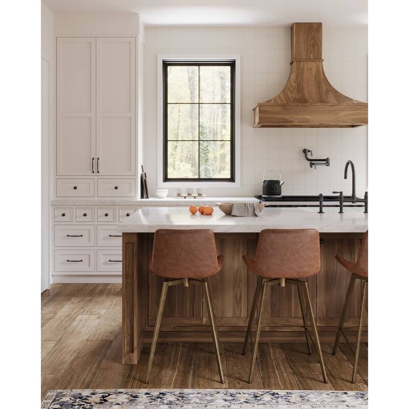 Maven Lane Victor Metal & Vegan Leather Kitchen Dining Stool