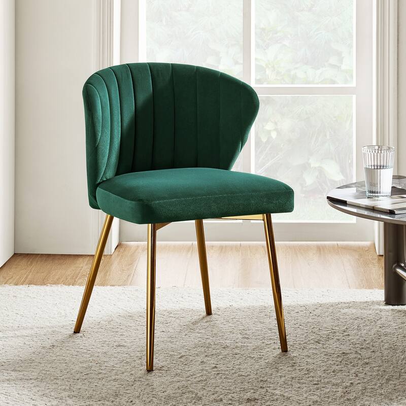Luna Modern Glam Upholstered Tufted Back Side Accent Dining Chair with Small Base by HULALA HOME