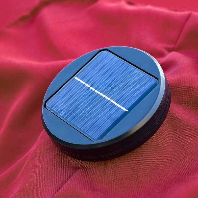 Outsunny 9'x7' Solar Umbrella,LED Lighted Patio Umbrella for Table or Base with Tilt & Crank Outdoor Umbrella for Garden