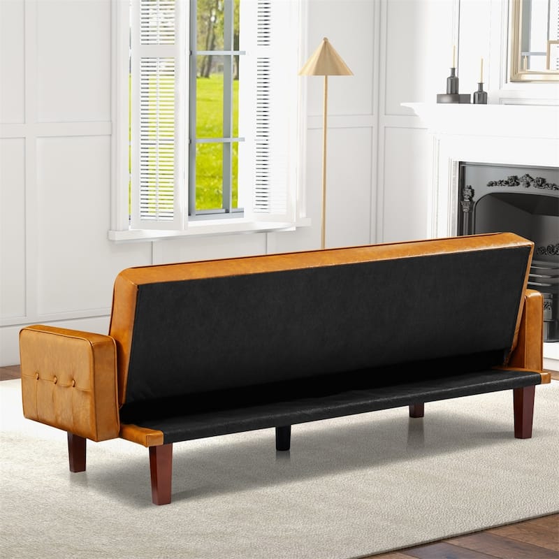 Sofa Bed Couch Faux Leather Loveseat Sofa Convertible Modern Futon Couch Small Sleeper Futons Bed