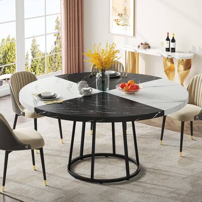 47 inch Round Dining Table for 4 People, Small Kitchen Table