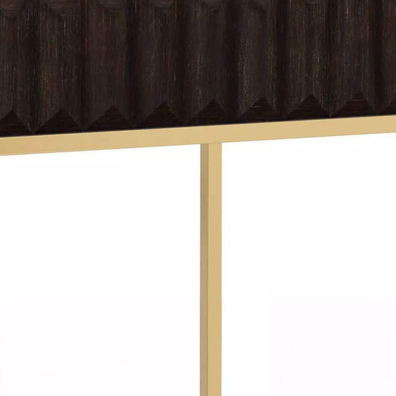 23 in. Brown and Gold Rectangle Wood End Table with Storage Drawer for Convenience