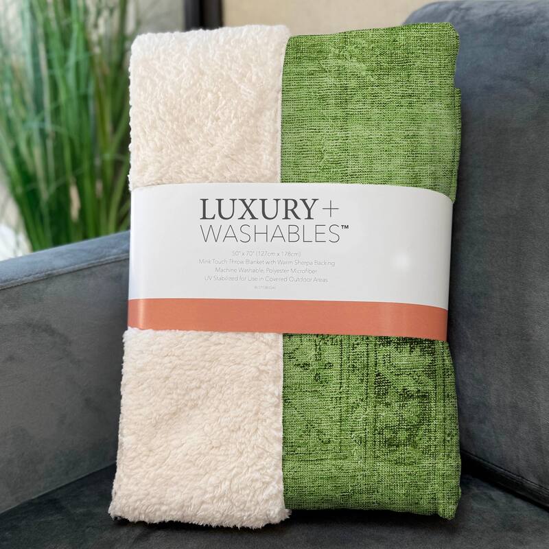 Premium Machine Washable Vintage Traditional Sherpa Throw Blanket