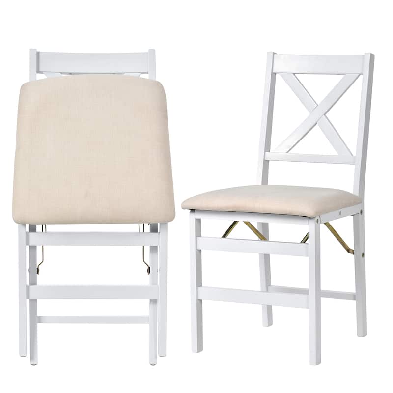 Folding Dining Chairs Set of 2 - Upholstered Wooden Frame - Indoor/Outdoor Space Saver - Pre-Assembled - Set of 2