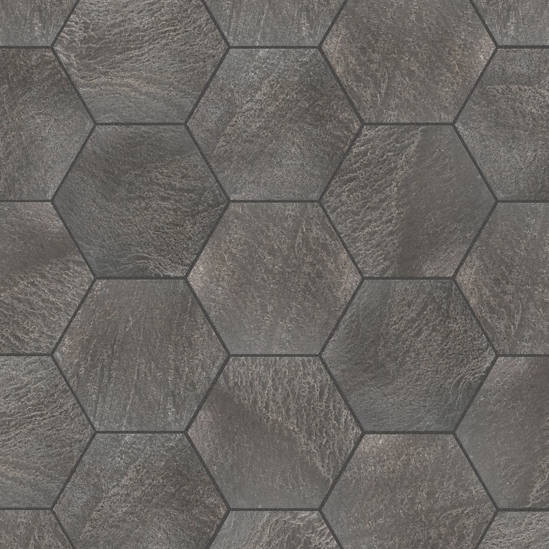 Merola Tile Nagpur Grand Hex Grafito 19" x 22" Porcelain Floor and Wall Tile