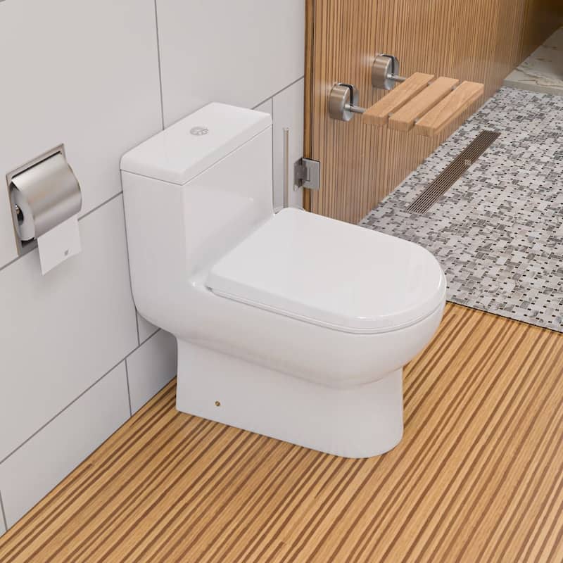 Whitehaus Magic Flush Dual Flush One Piece Elongated Toilet With Seat