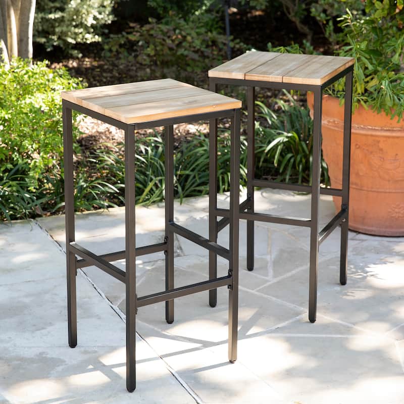 SEI Furniture Venmore 2-Piece Natural Acacia Outdoor Barstools