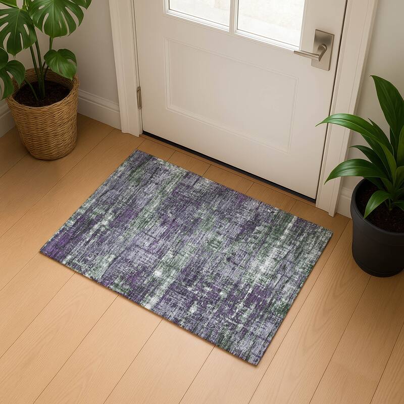 Premium Washable Super Soft Modern Hatch Mayfield Rug - Purple - 1'8" x 2'6"