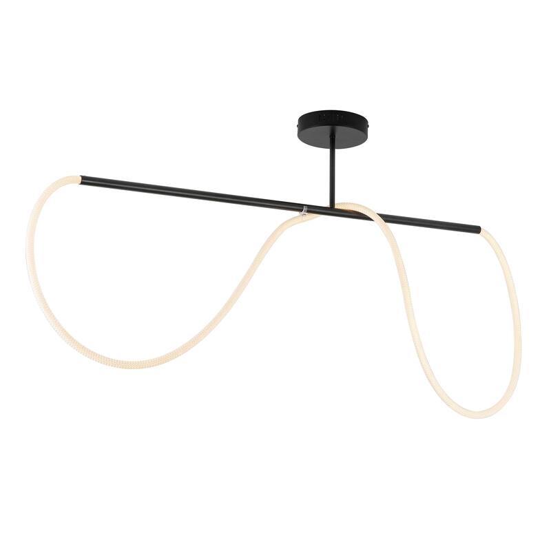 Lisette Contemporary Minimalist 360 Adjustable Silicone Neon Rope Dimmable Linear Integrated LED Flush Mount, by JONATHAN Y - 48" - Black