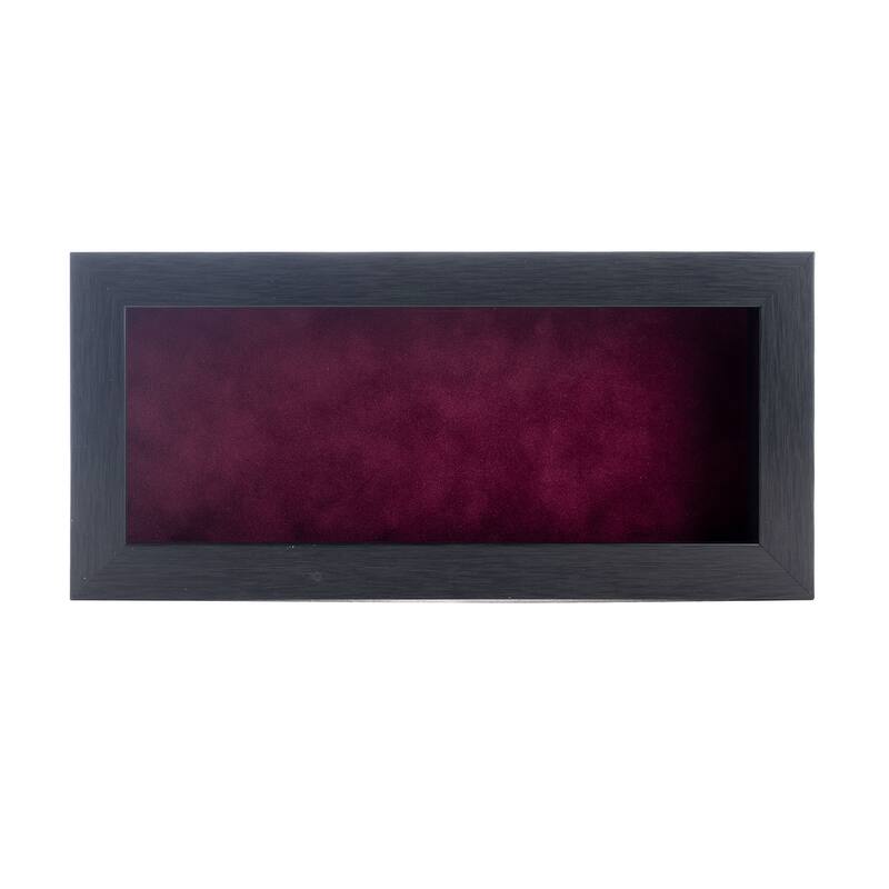 14x22 Shadow Box Frame Charcoal Gray Wood | 3/4" Usable Display Depth | Includes a Dark Berry Suede Acid-Free Backing Board