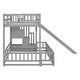 preview thumbnail 37 of 38, Twin Over Full Size Floor Bunk Bed with Slide and Safety Guardrails, Wooden Bunk Bedframe with Storage Staircase and Fence