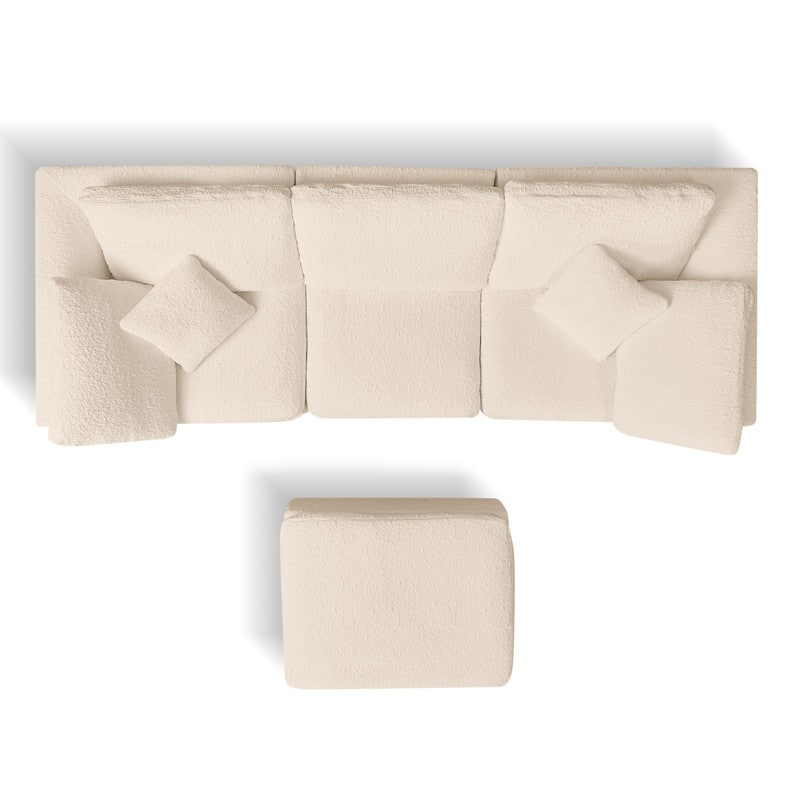 110" Modular L-Shape Cloud Sectional Sofa with Ottoman, 7 Pillows & Non-Slip Design