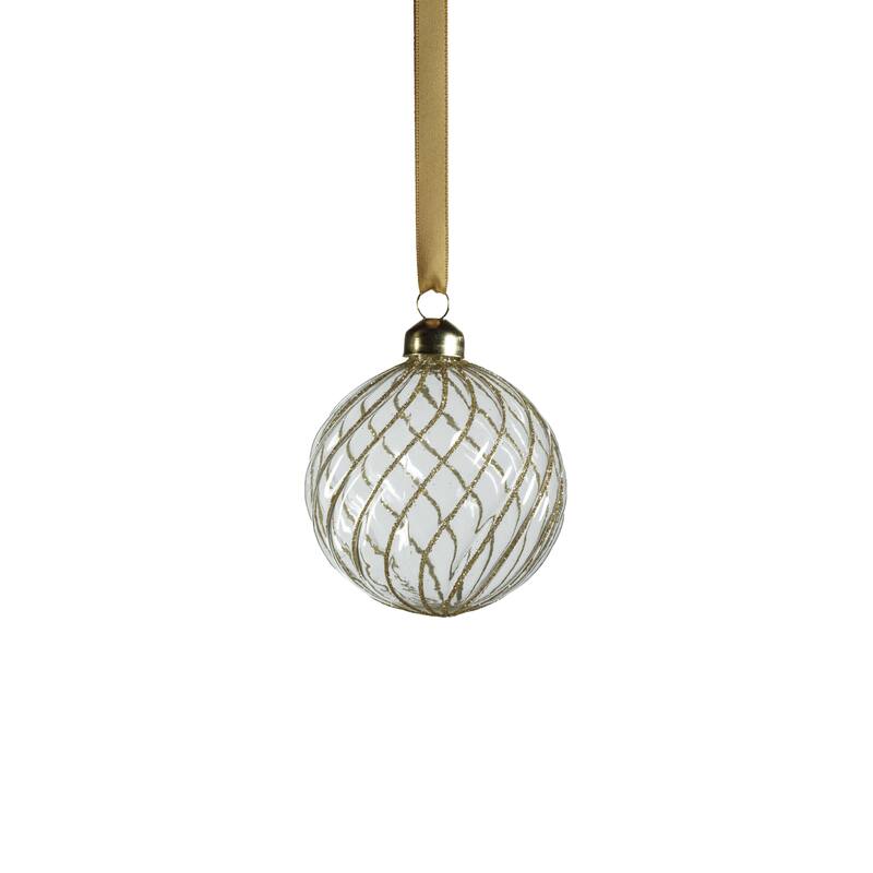Swirl Glitter 3.25" Glass Ball Ornaments, Set of 6 - Clear