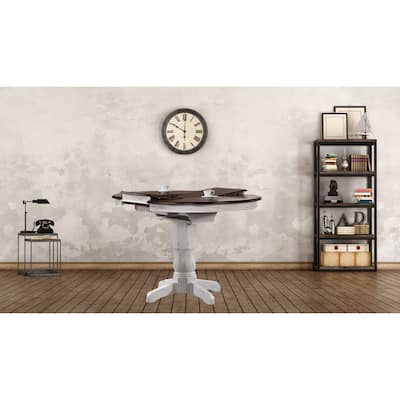 Counter Height Table, 42" x 42" x 60",Distressed Cocoa Brown/Cotton White