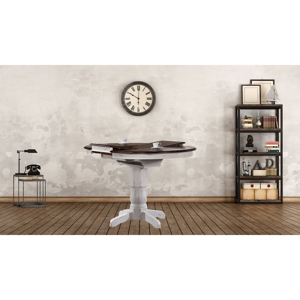 Counter Height Table, 42" x 42" x 60",Distressed Cocoa Brown/Cotton White