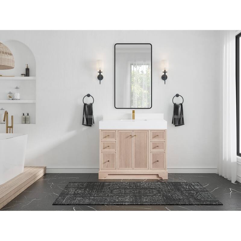 Willow Collections 42 in. W x 22 in. D Manhattan Oak Wood Single Sink Bathroom Vanity with Countertop