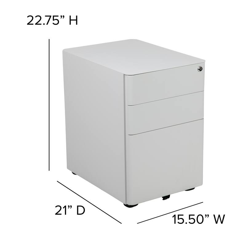 Modern 3-Drawer Mobile Locking Filing Cabinet Storage Organizer
