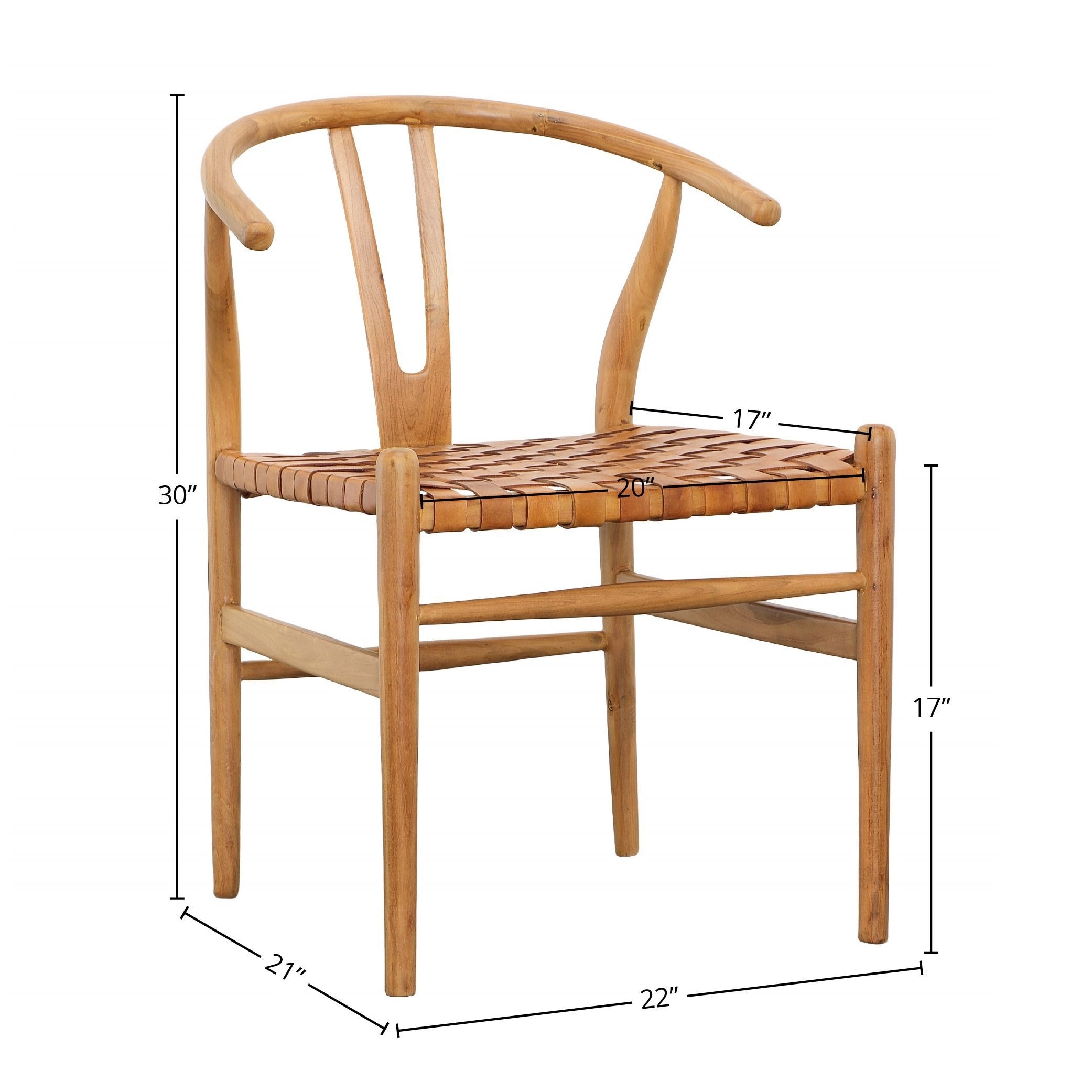 Bunker Leather and Teak Dining Chair - Bed Bath & Beyond - 40109237