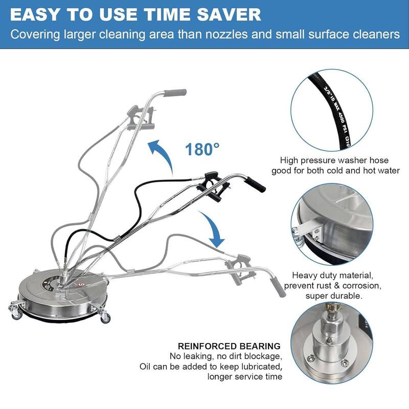 30" Pressure Power Washer Surface Cleaner with 4 Wheels for Driveway, Concrete, Sidewalk