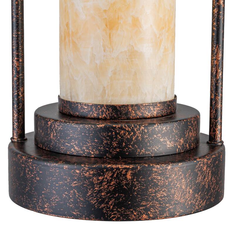 Retro Industrial Iron Pendant with Alabaster Candle Shade