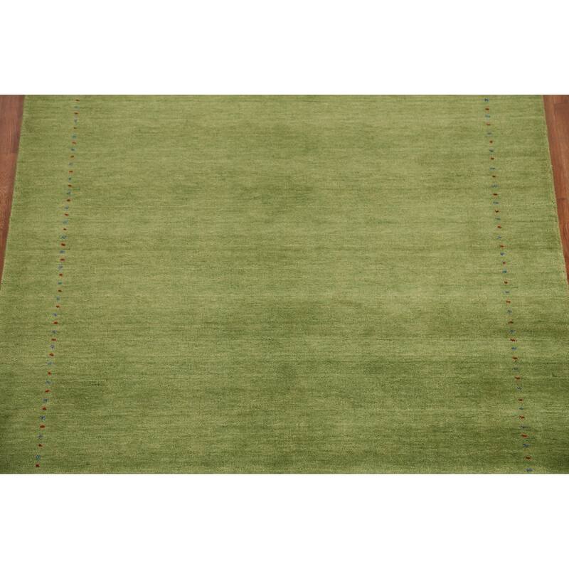 Hand Knotted Oriental 100% Wool Carpet Tribal Animal Pictorial Green Gabbeh Area Rug - 7' 6'' X 5' 3''