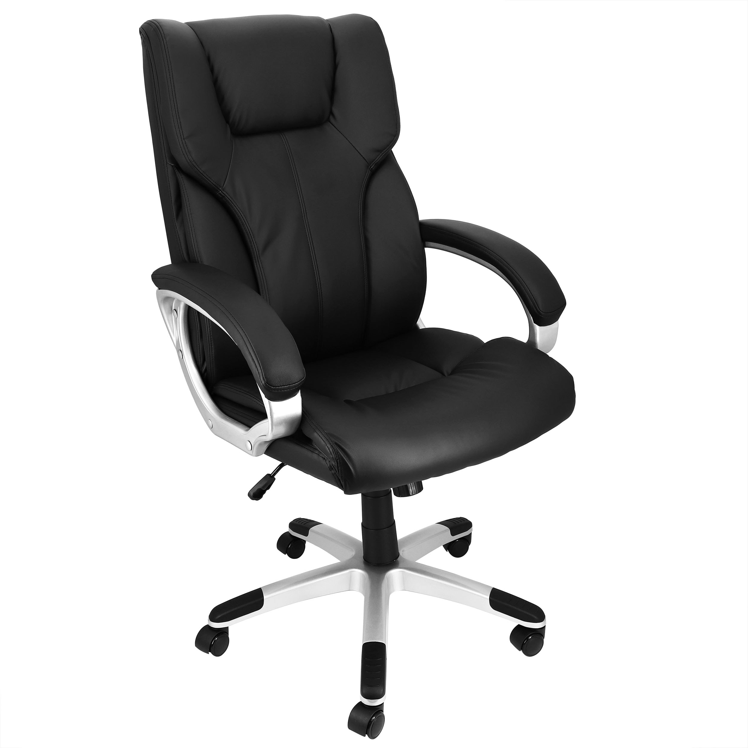 Elama High Back Adjustable Faux Leather Office Chair in Black and Gray Base