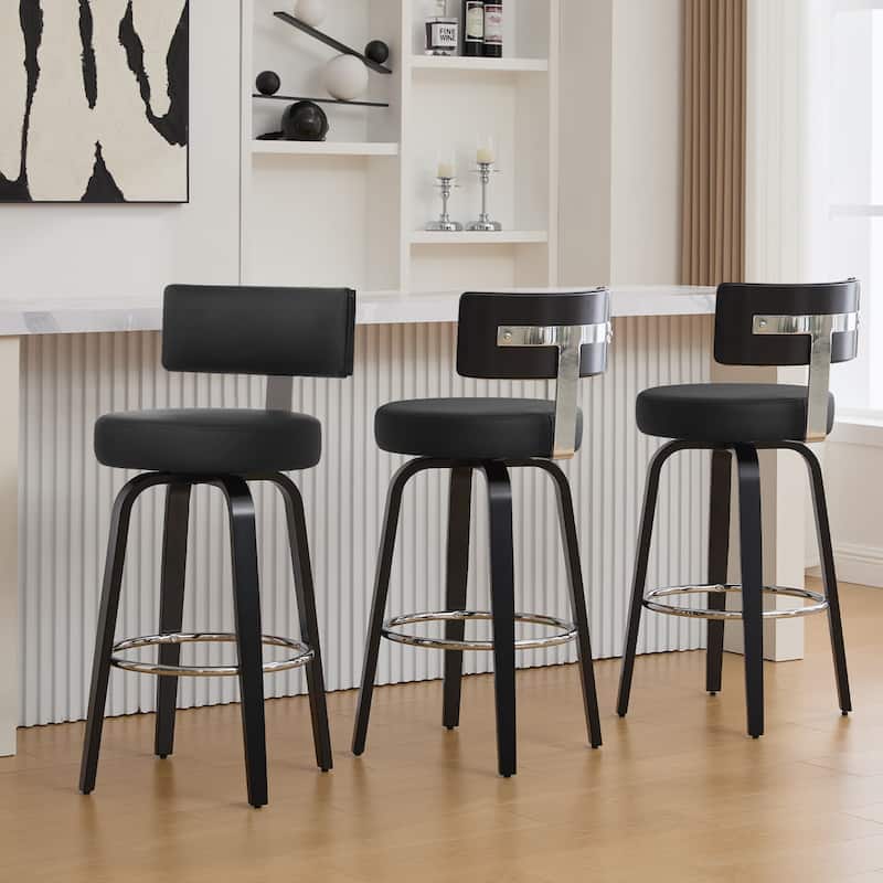Upholstered Swivel Counter/ Bar Stools with T-Shaped Backrest